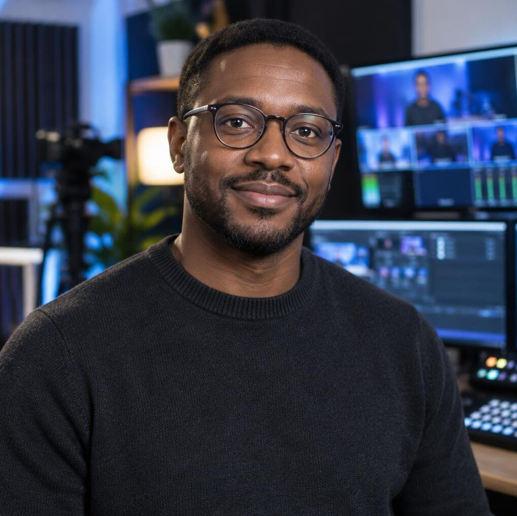 Portrait of a male live streaming engineer