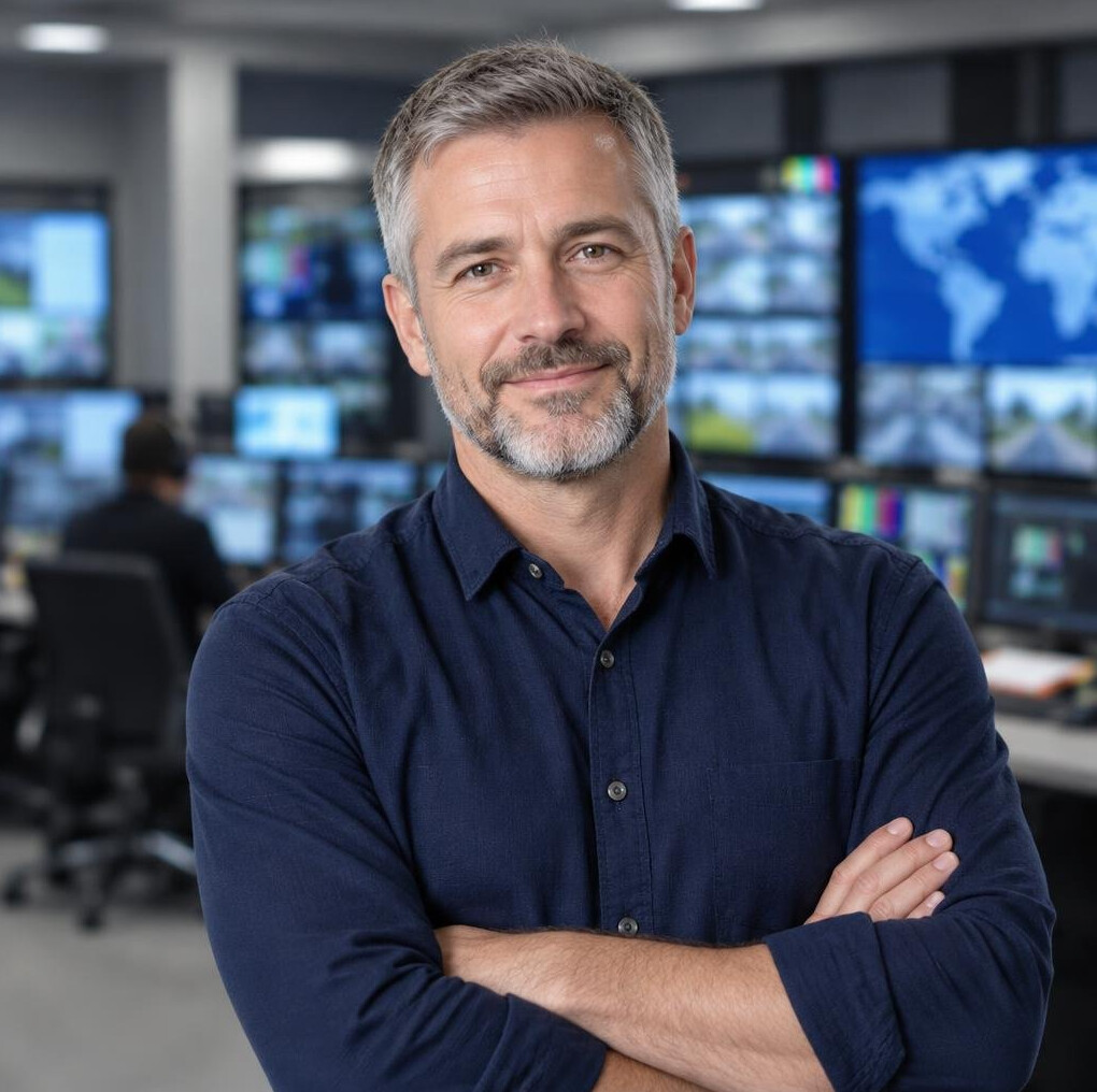 Portrait of a male broadcast director in his forties